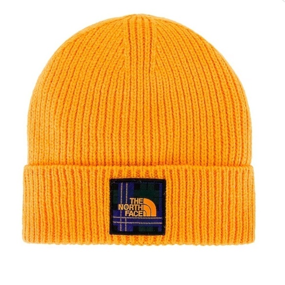 NWT The North Face Logo Box Cuffed Beanie in Cone Orange - Picture 2 of 6